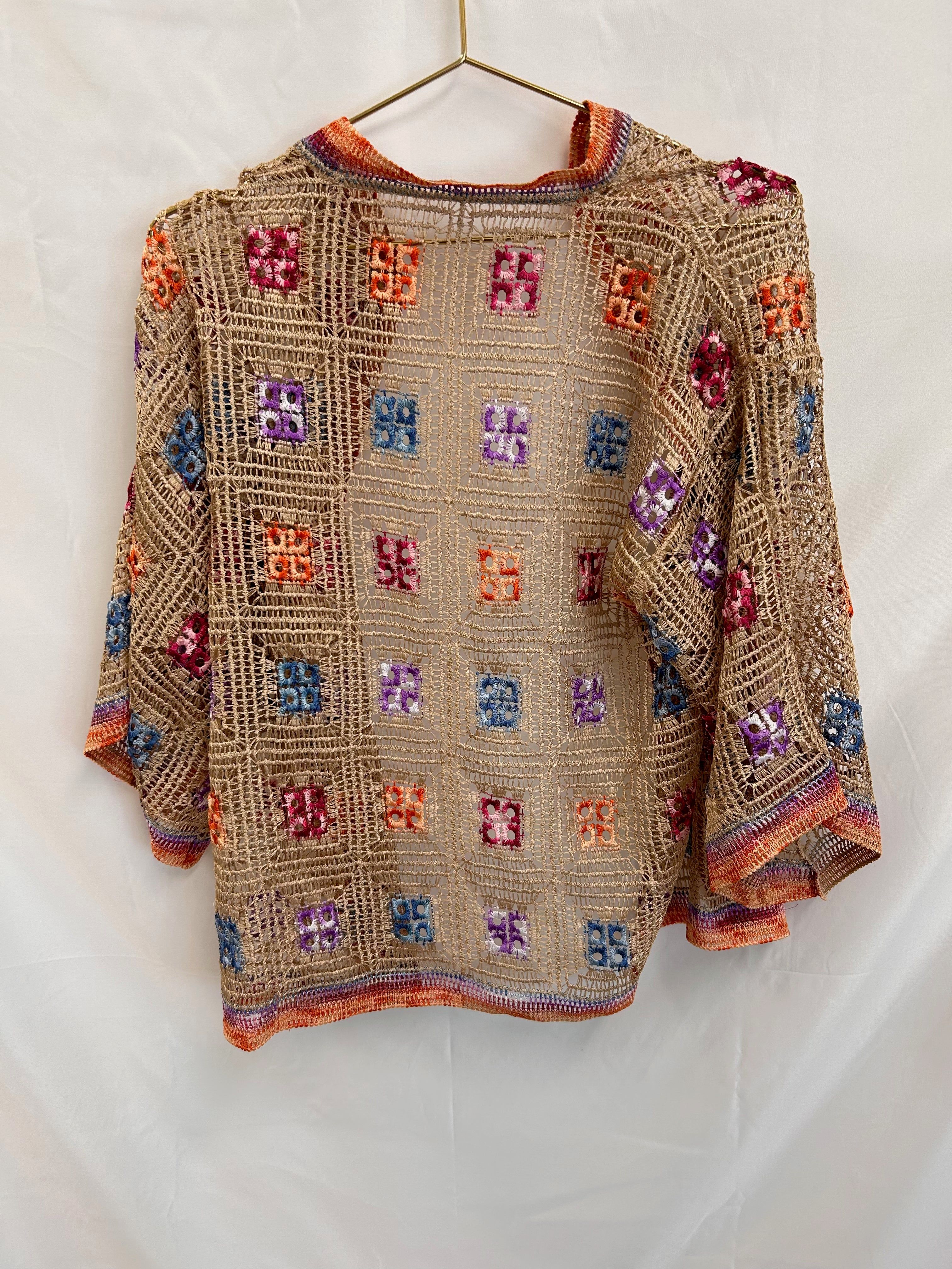 VINTAGE: Fairweather Crochet Multi-Color Cardigan sold by Vanessa Mooney product image thumbnail 2