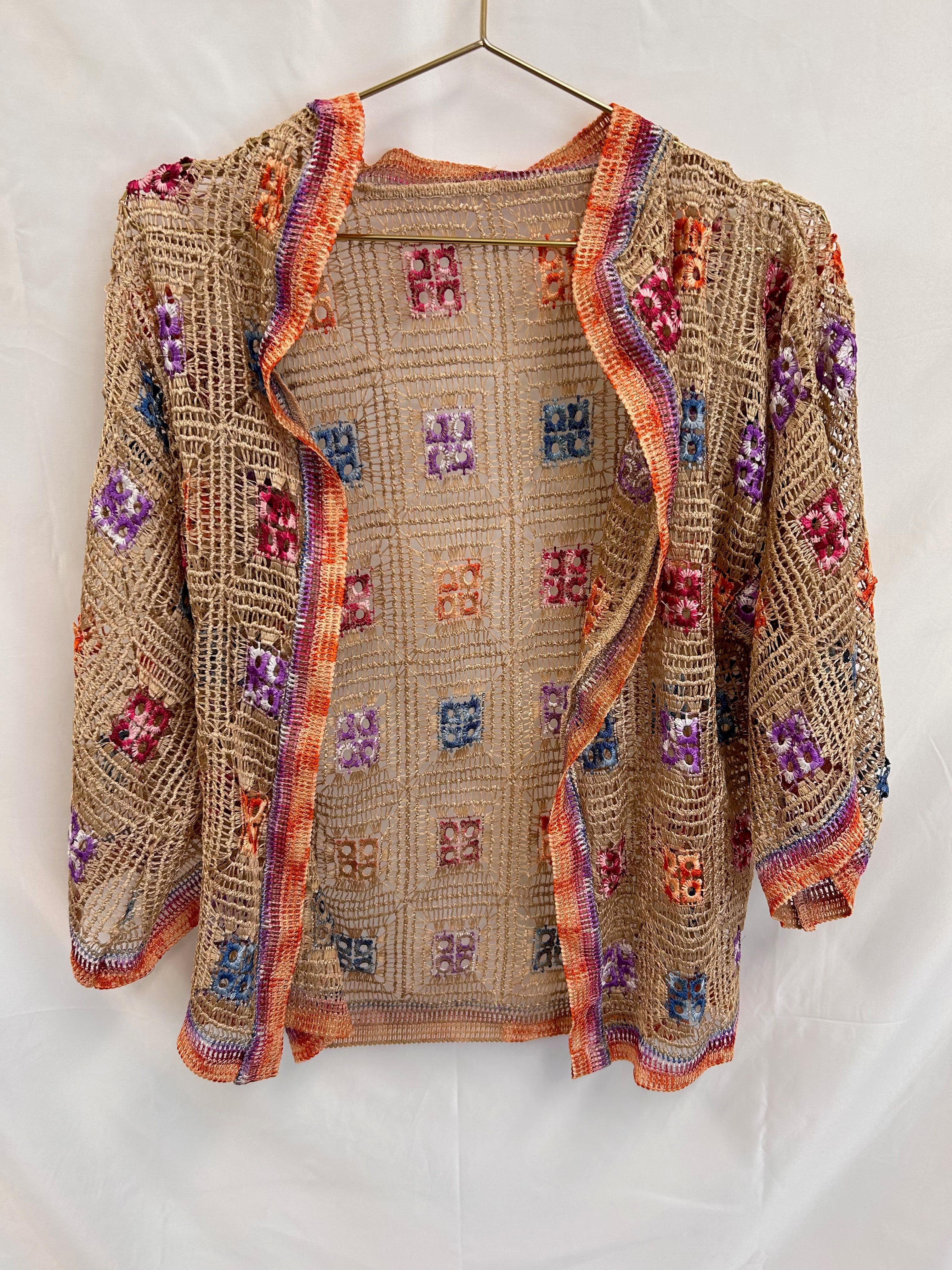 VINTAGE: Fairweather Crochet Multi-Color Cardigan sold by Vanessa Mooney