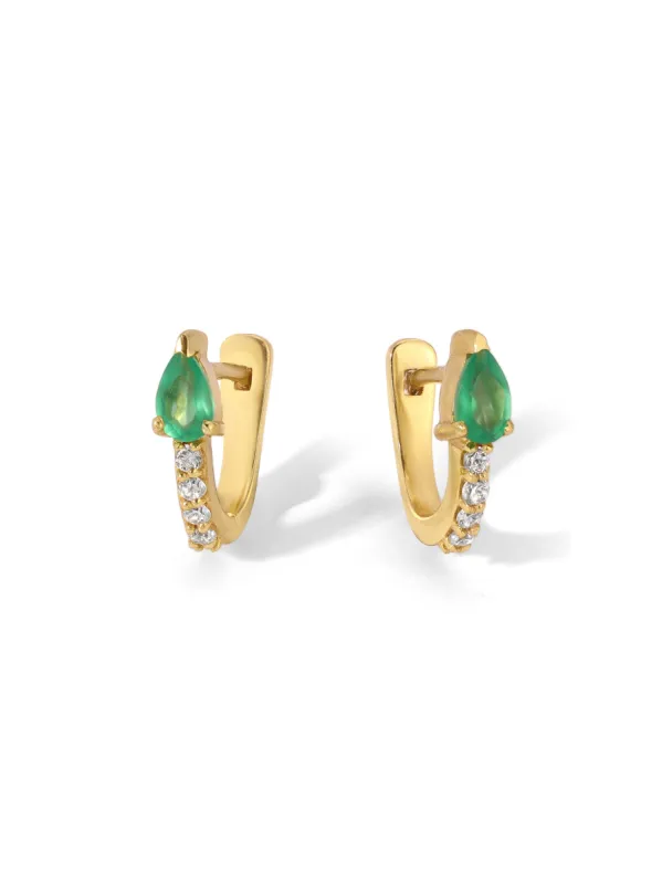 The Carina Hoop Earrings - Emerald sold by Vanessa Mooney