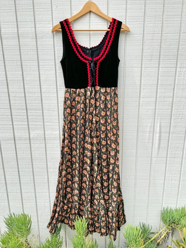 SAMPLE:  Black Velvet & Floral Maxi Dress sold by Vanessa Mooney