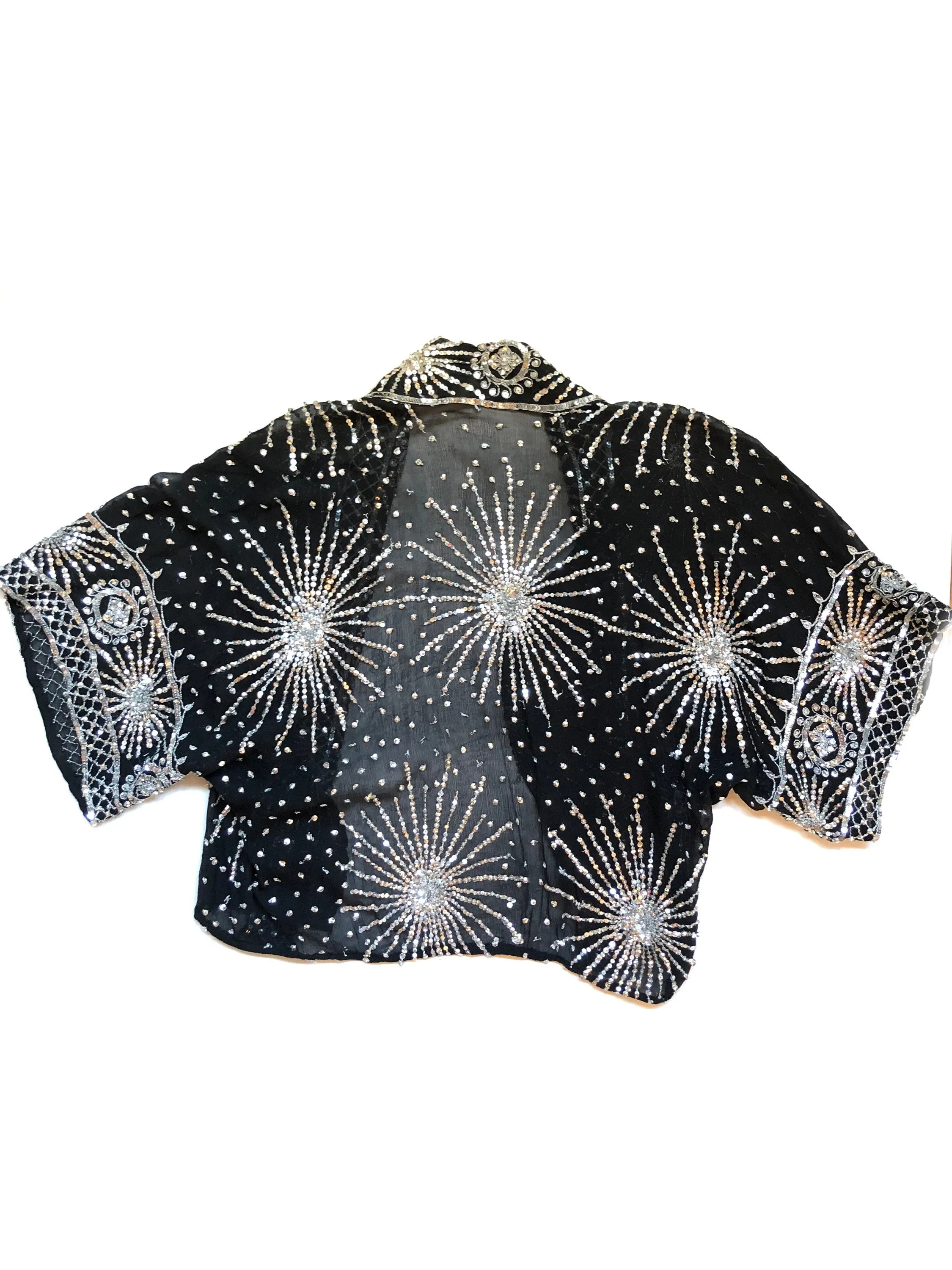 VINTAGE: Silver Sequined Jacket sold by Vanessa Mooney product image thumbnail 2