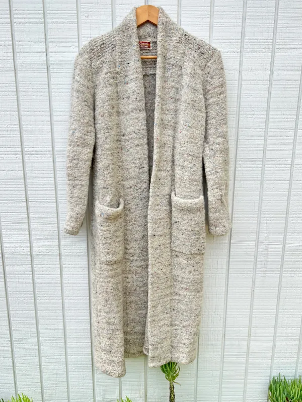 VINTAGE: '90s Long Oatmeal Cardigan sold by Vanessa Mooney