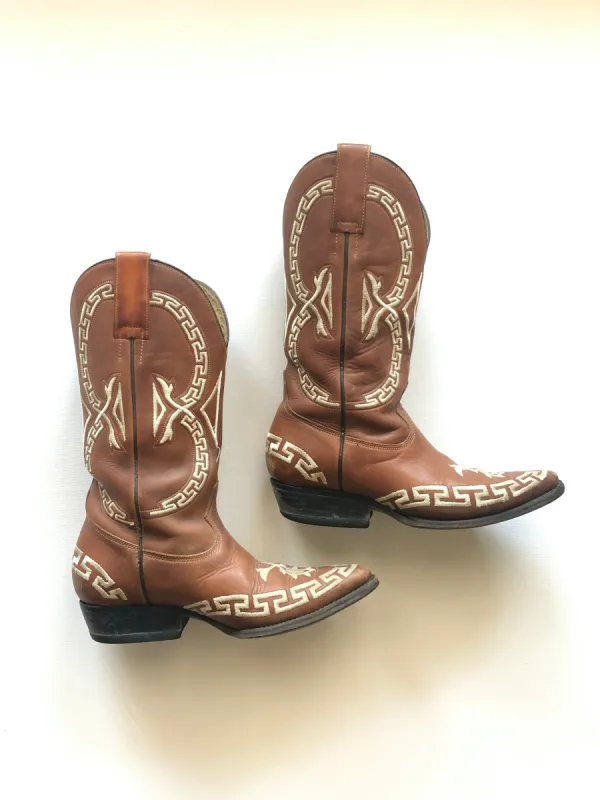 VINTAGE: Western Boots - Brown Geo sold by Vanessa Mooney