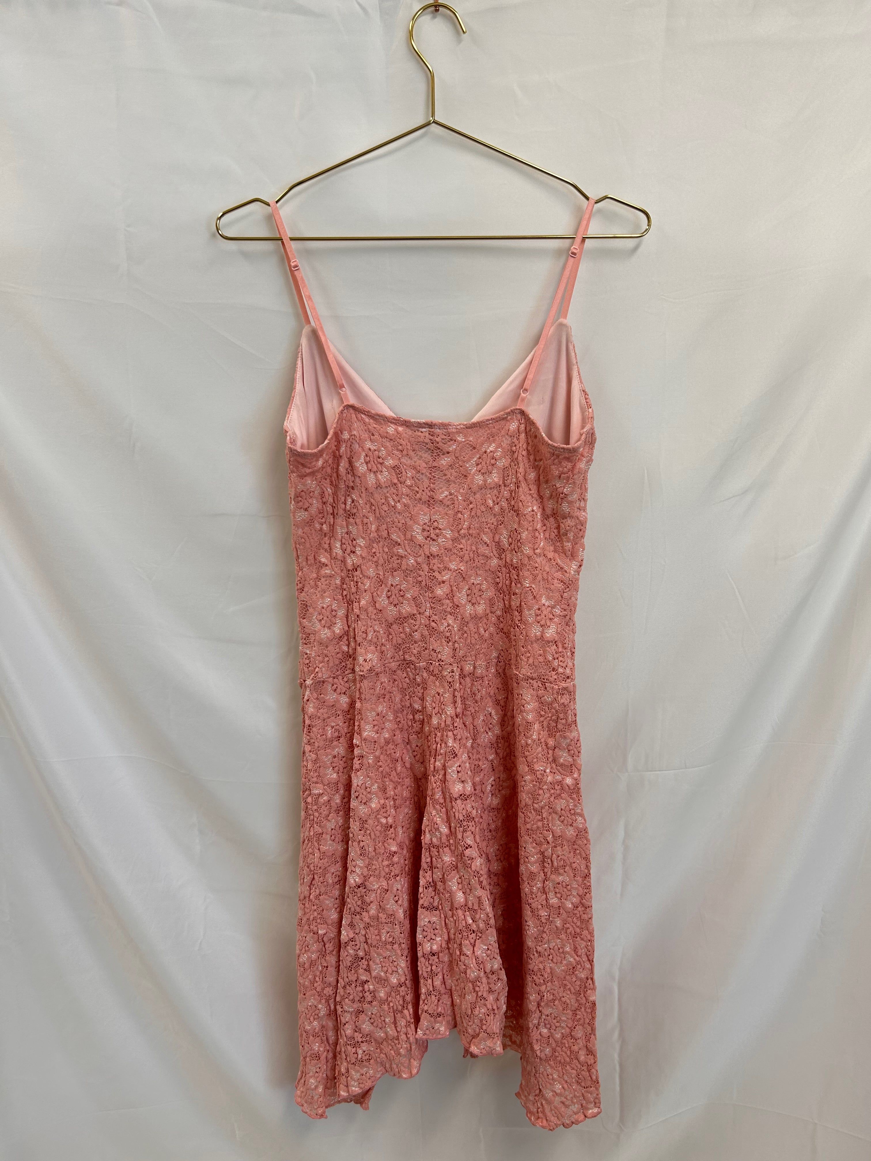 VINTAGE: Rhapsody Baby Pink Lacey Spaghetti Strap Dress sold by Vanessa Mooney product image thumbnail 2