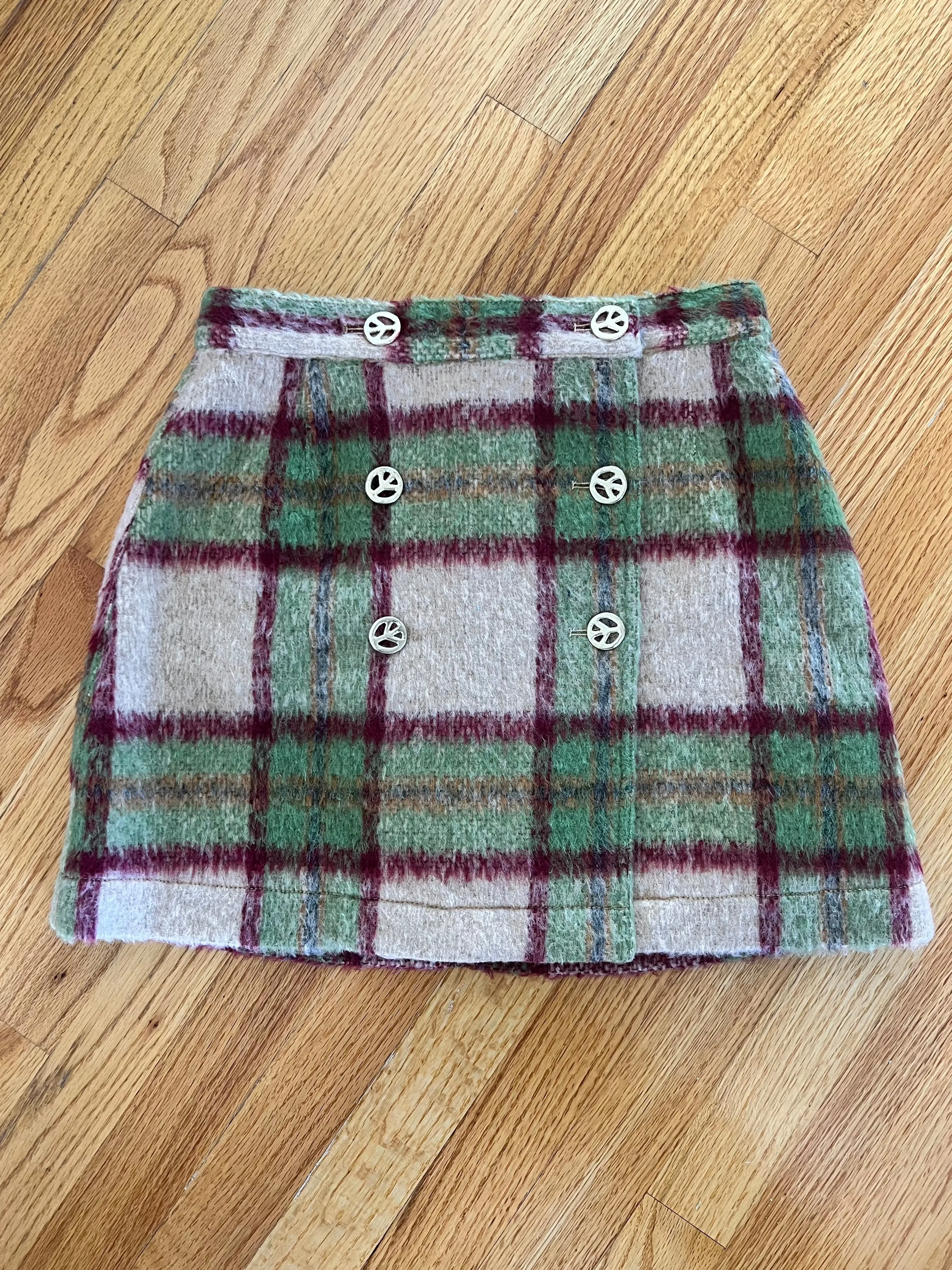 VINTAGE: Green Plaid Wool Skirt sold by Vanessa Mooney