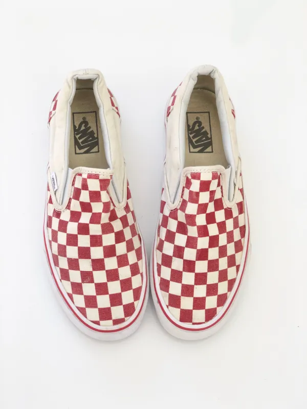 SAMPLE:  Red Checkered Slip-On Vans sold by Vanessa Mooney