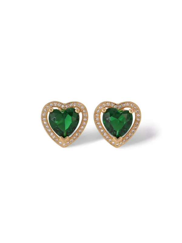 The Mini Heart Earrings - Emerald made by Vanessa Mooney