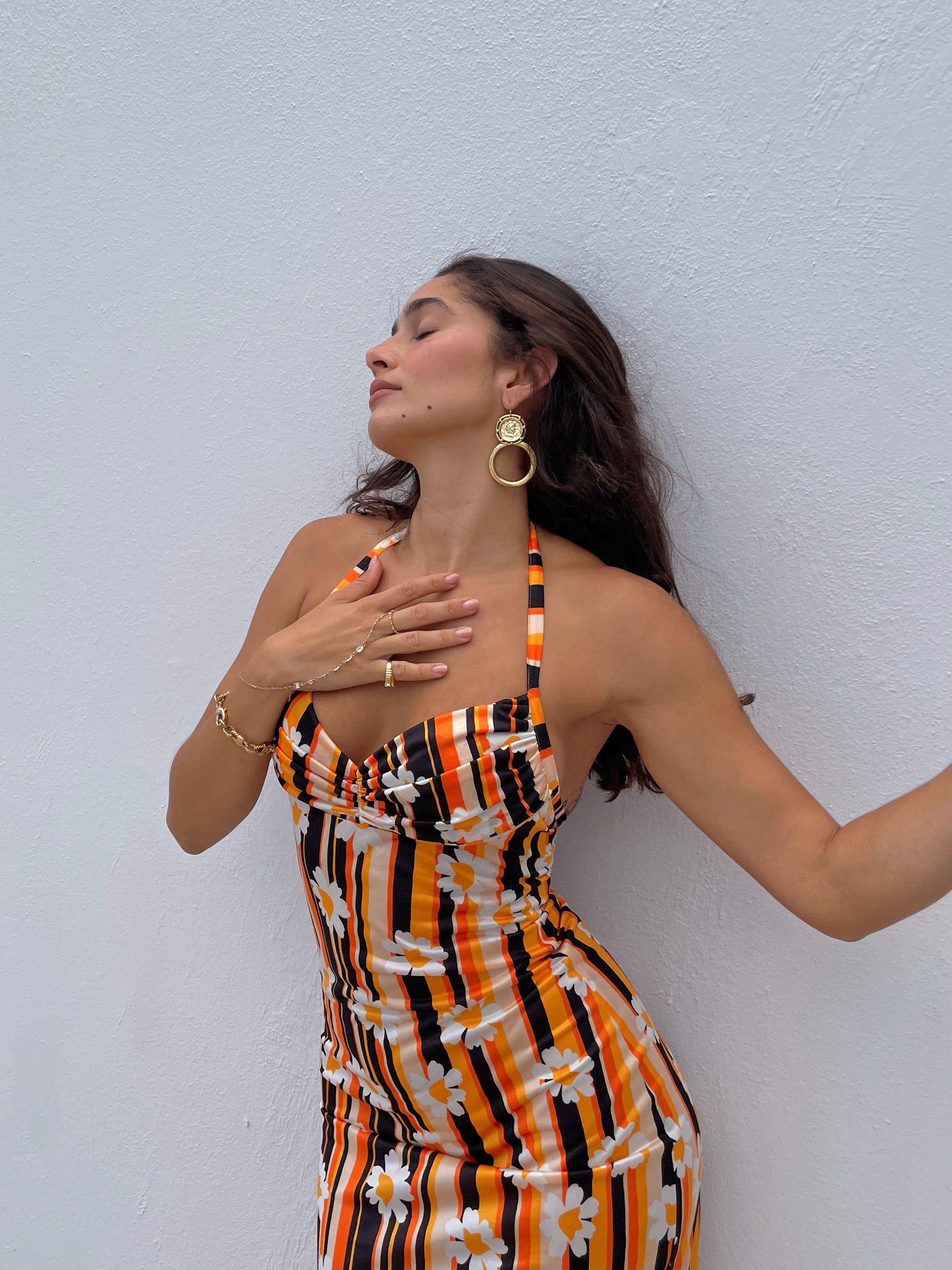 SAMPLE: The Harlow Dress - Sunset Daisy Print sold by Vanessa Mooney