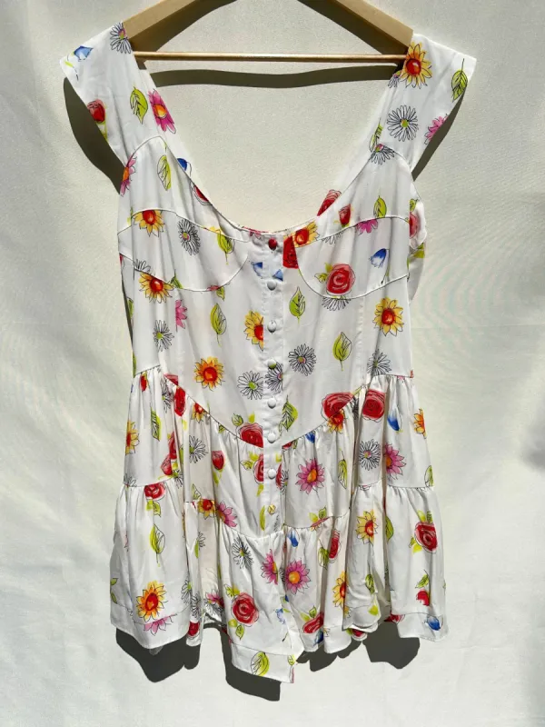 Vanessa Mooney White Flower Print Romper Dress sold by Vanessa Mooney