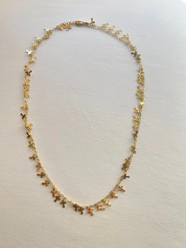 Gold Dangling Cross Necklace SAMPLE sold by Vanessa Mooney