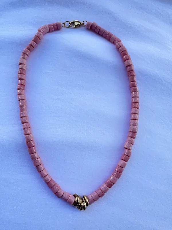 The Pink Glass Necklace sold by Vanessa Mooney