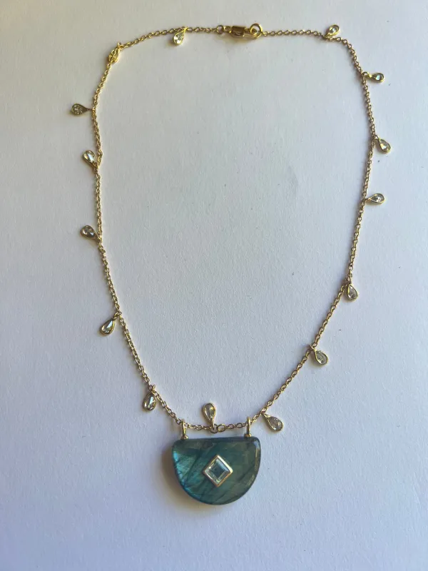 The Crystal Drop Stone Necklace sold by Vanessa Mooney