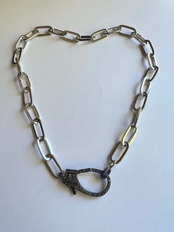 The Silver Diamond Clasp Necklace sold by Vanessa Mooney