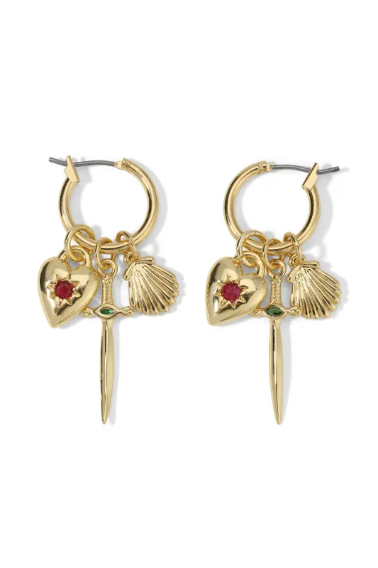 The Aurora Hoop Charm Earrings sold by Vanessa Mooney