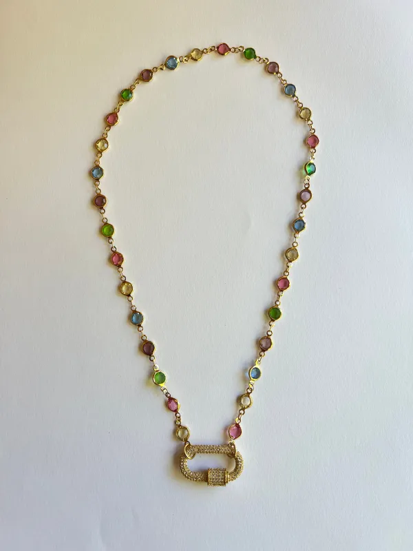 The Pastel Crystal Lock Necklace sold by Vanessa Mooney