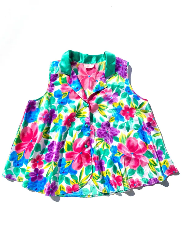 VINTAGE: Collared Blouse - Bright Floral sold by Vanessa Mooney