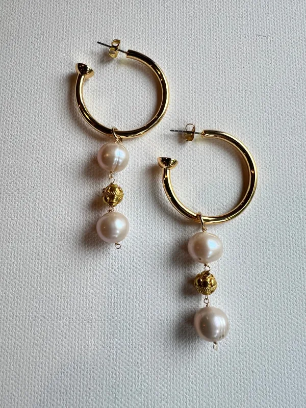 The Pearl & Bali Bead Hoop Earrings sold by Vanessa Mooney