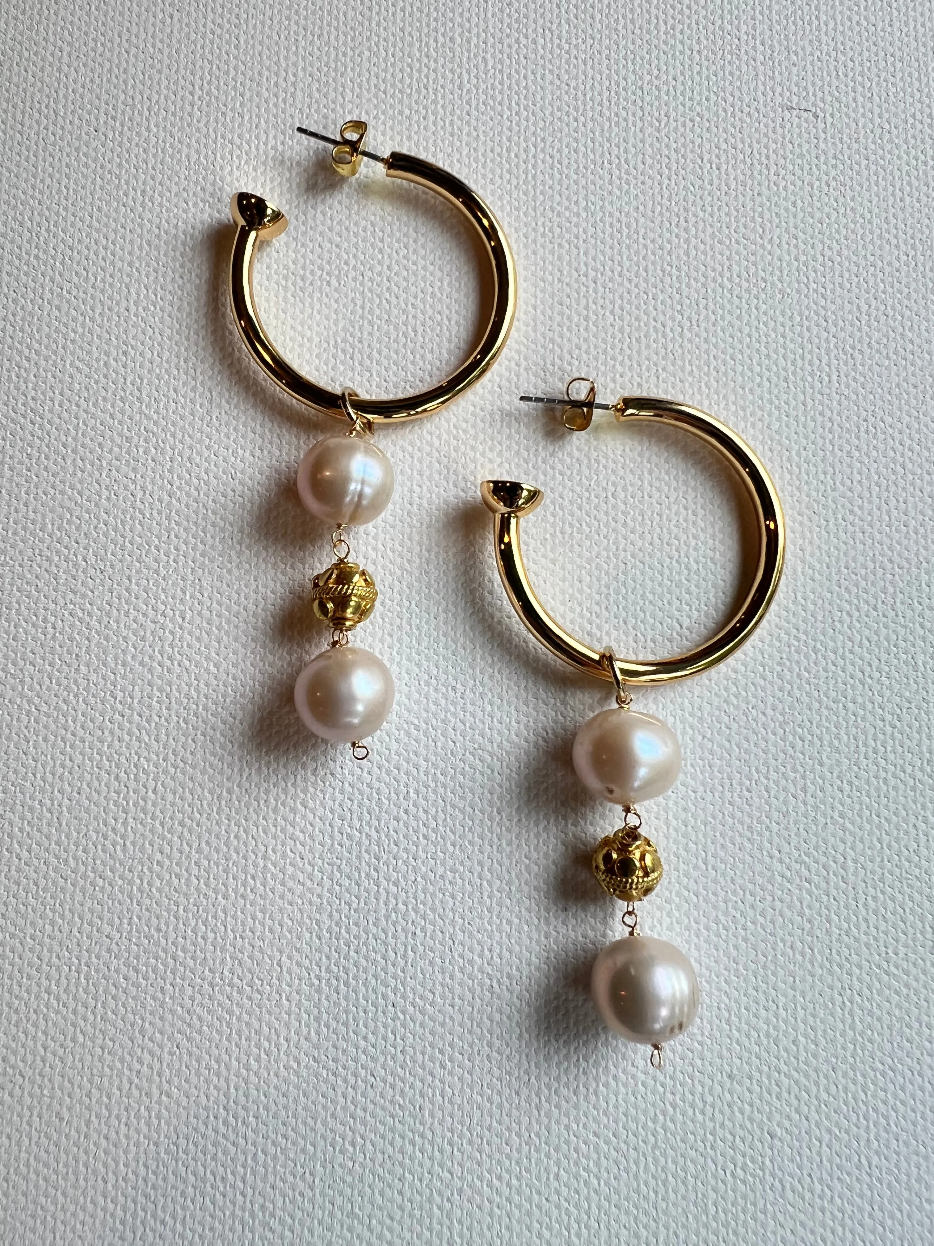 The Pearl & Bali Bead Hoop Earrings sold by Vanessa Mooney