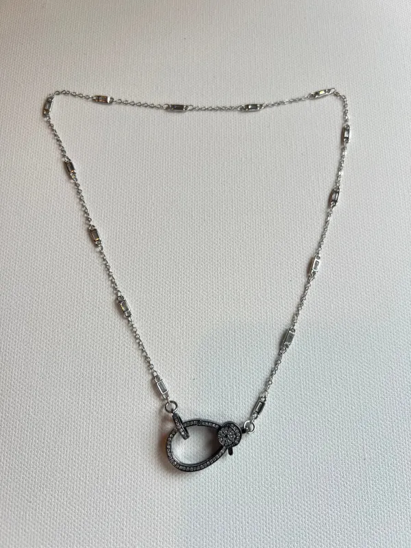 The Silver Bezeled Chain & Lock Necklace sold by Vanessa Mooney