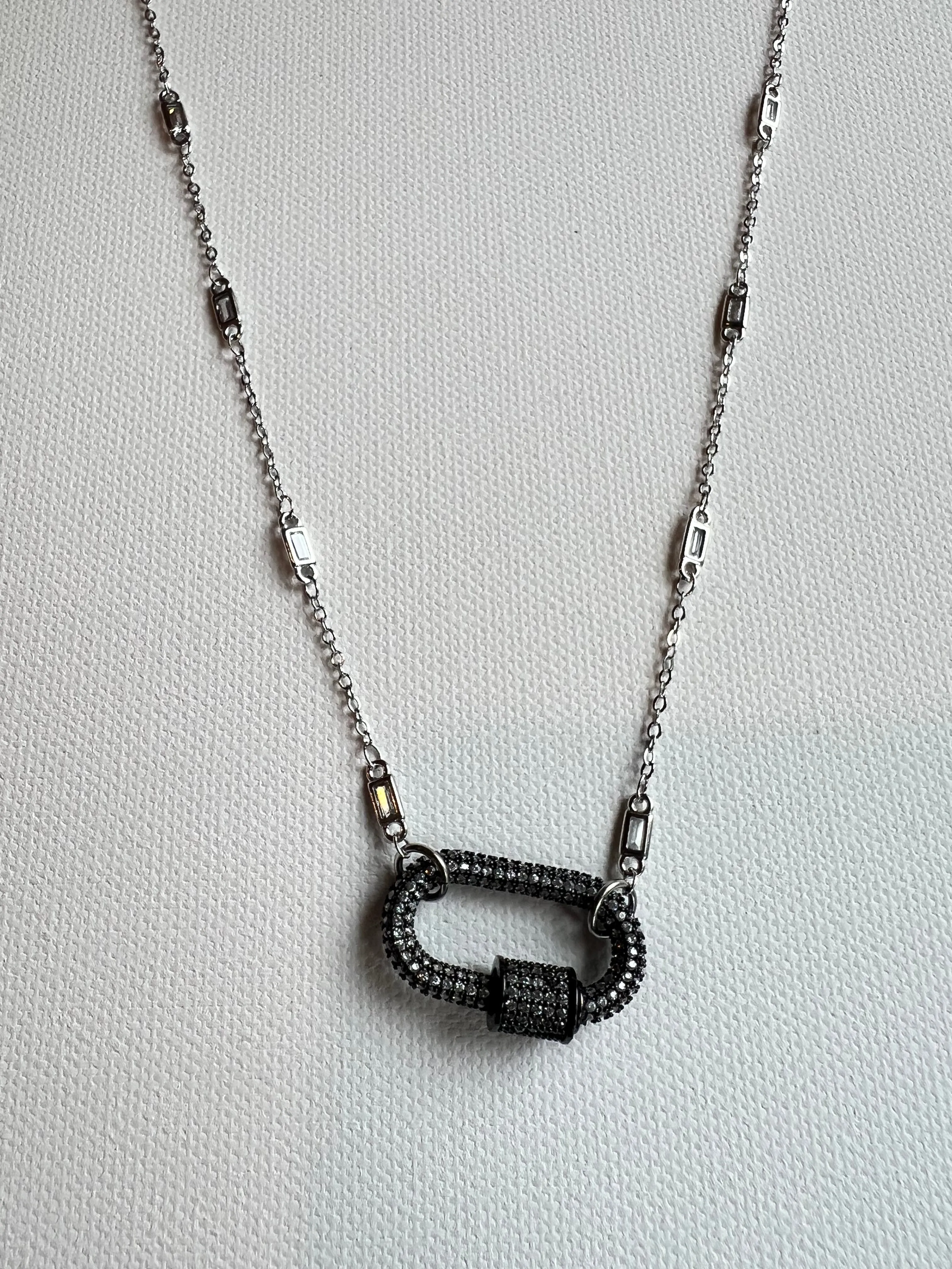 The Silver Bezeled Chain & Lock Necklace sold by Vanessa Mooney product image thumbnail 2
