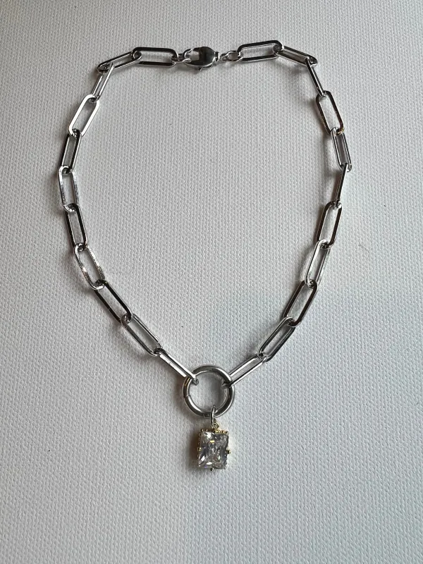 The Silver Chain & Ring Collar Choker sold by Vanessa Mooney