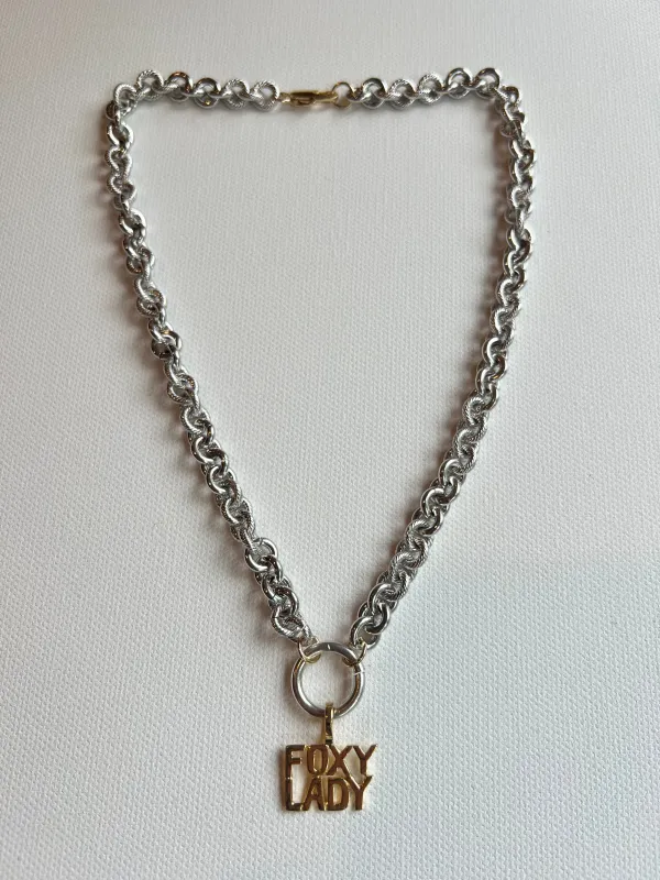 The Silver Chain & Foxy Lady Charm Necklace sold by Vanessa Mooney