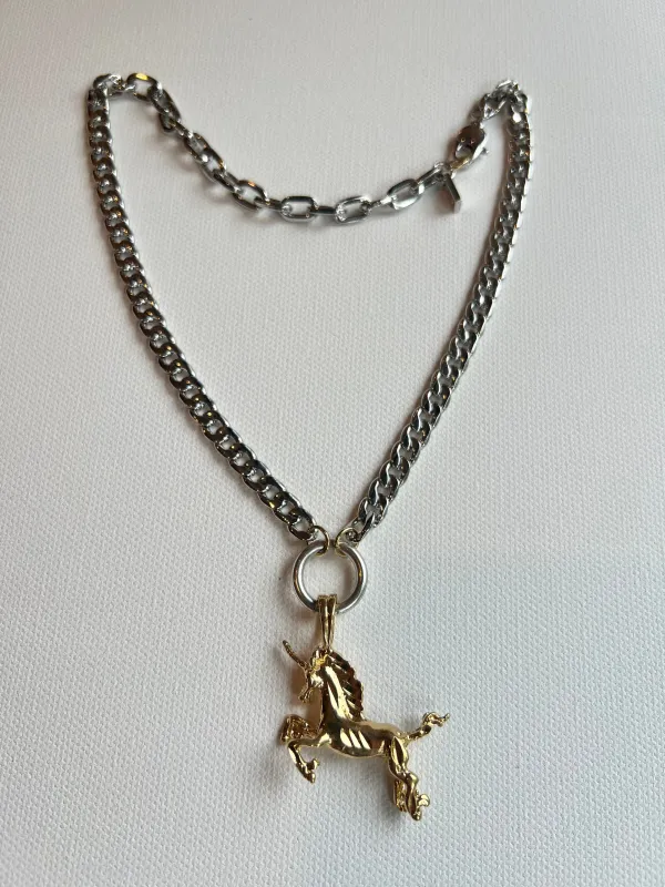 The Silver Chain & Unicorn Necklace sold by Vanessa Mooney