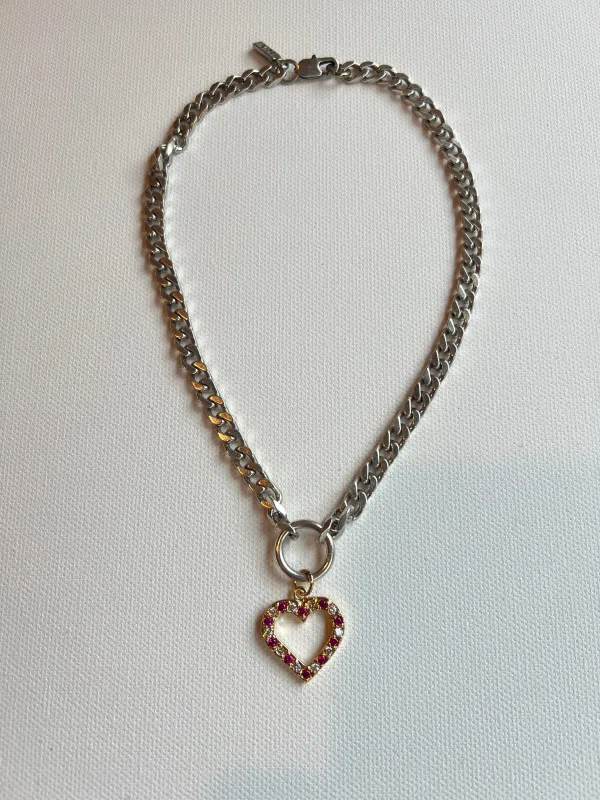 The Silver Chain & Heart Necklace sold by Vanessa Mooney