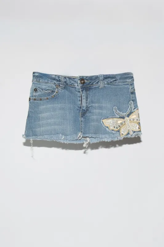 Vintage Denim Skirt with Butterfly sold by Vanessa Mooney