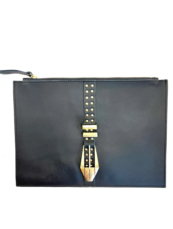 Archive Vanessa Mooney Leather & Bronze Stud & Buckle Bag made by Vanessa Mooney