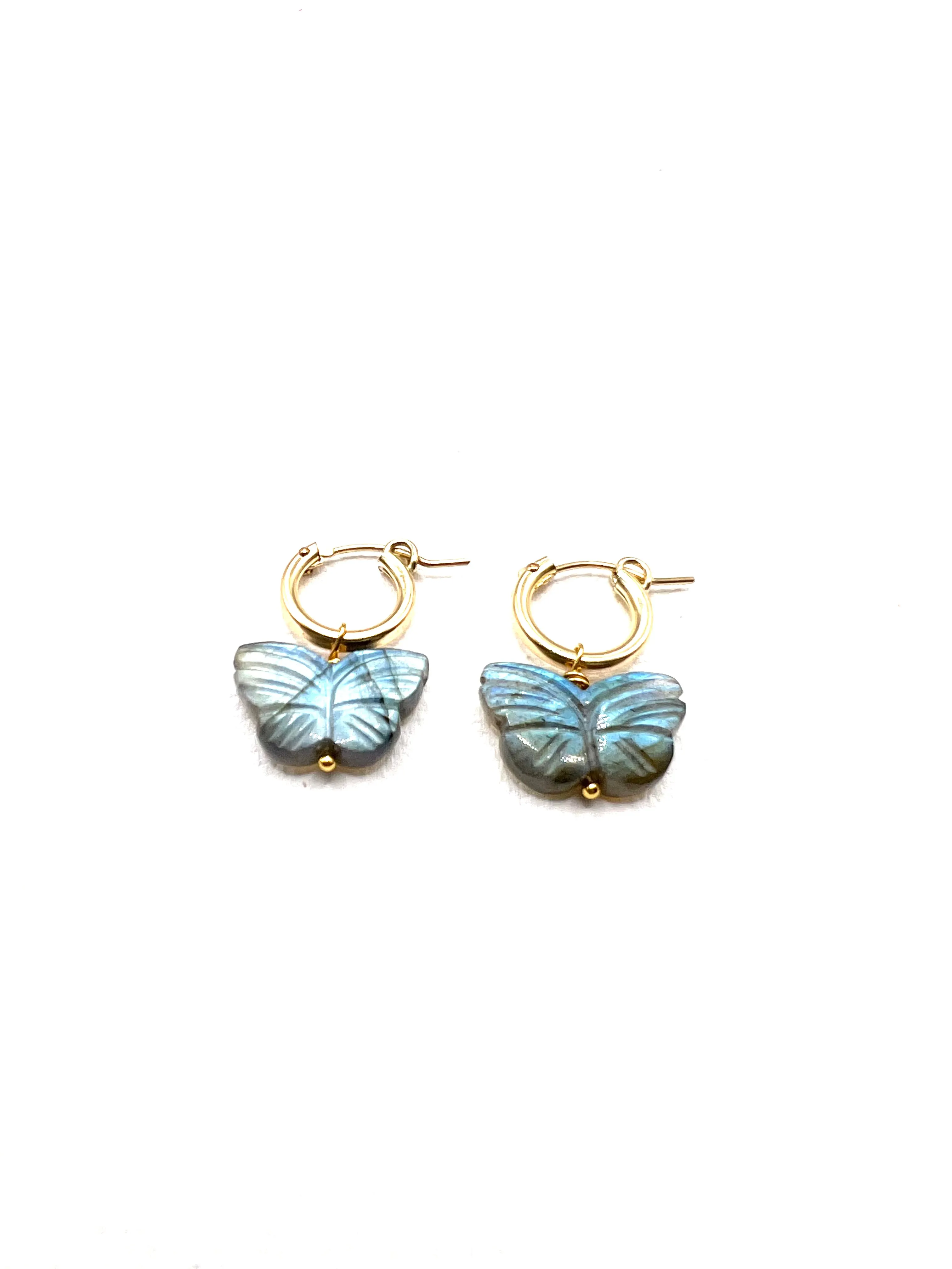 The Labradorite Stone Butterfly Hoops sold by Vanessa Mooney product image thumbnail 2