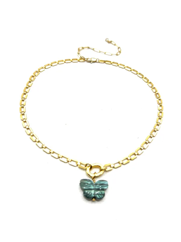 The Labradorite Butterfly Stone Choker made by Vanessa Mooney