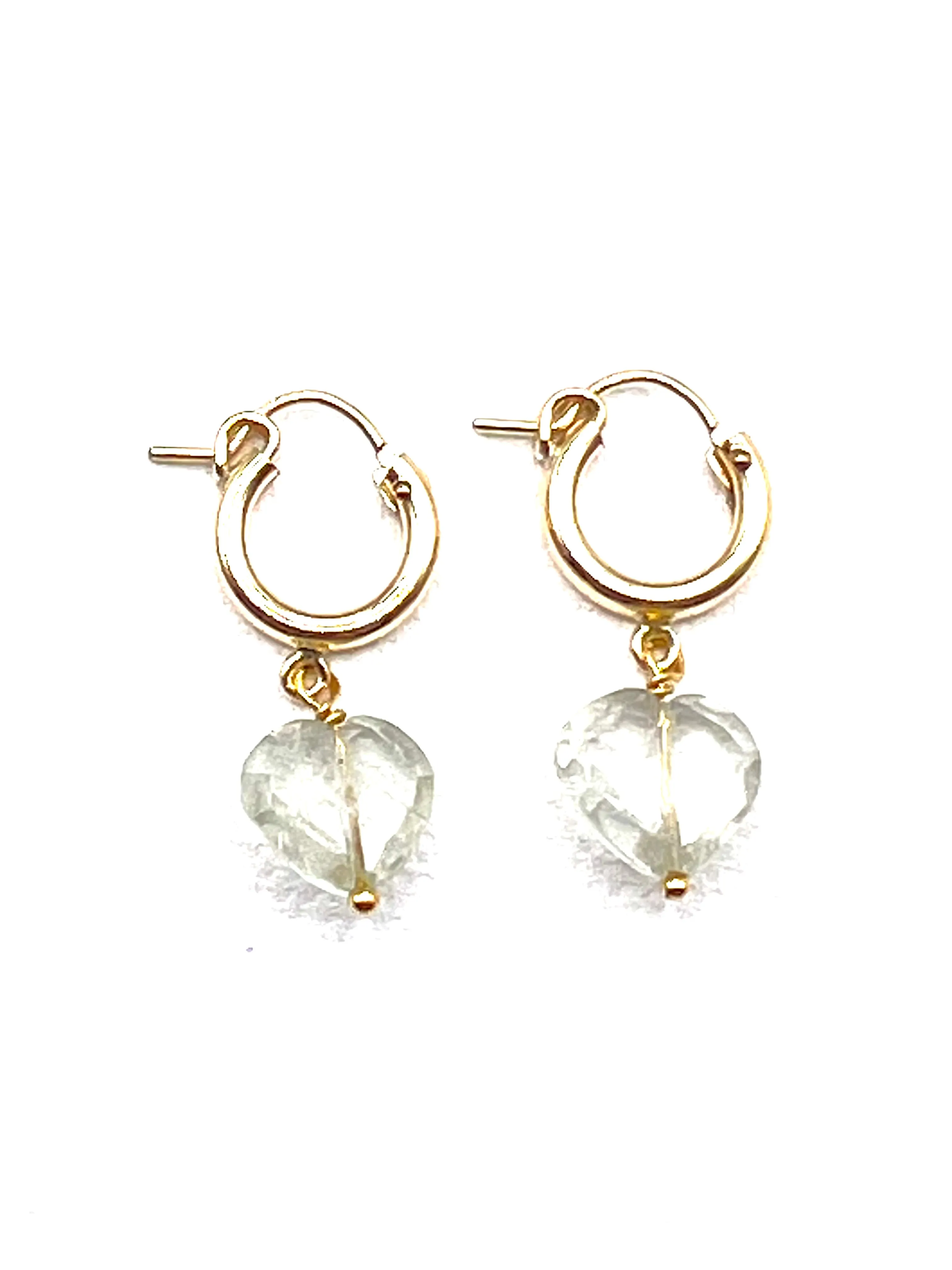 The Green Amethyst Stone Heart Hoops sold by Vanessa Mooney