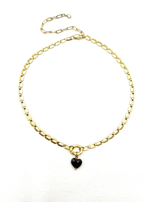 The Red Garnet Stone Heart Choker made by Vanessa Mooney