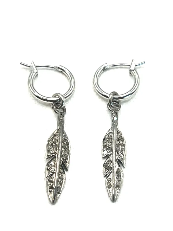 The Diamond Feather Earrings made by Vanessa Mooney