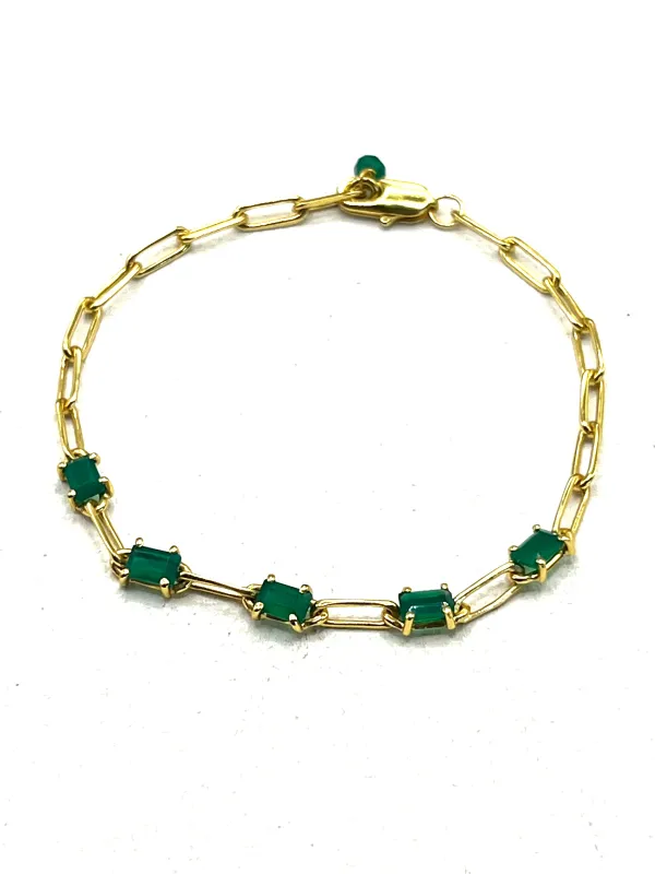 The Emerald & Chain Bracelet made by Vanessa Mooney