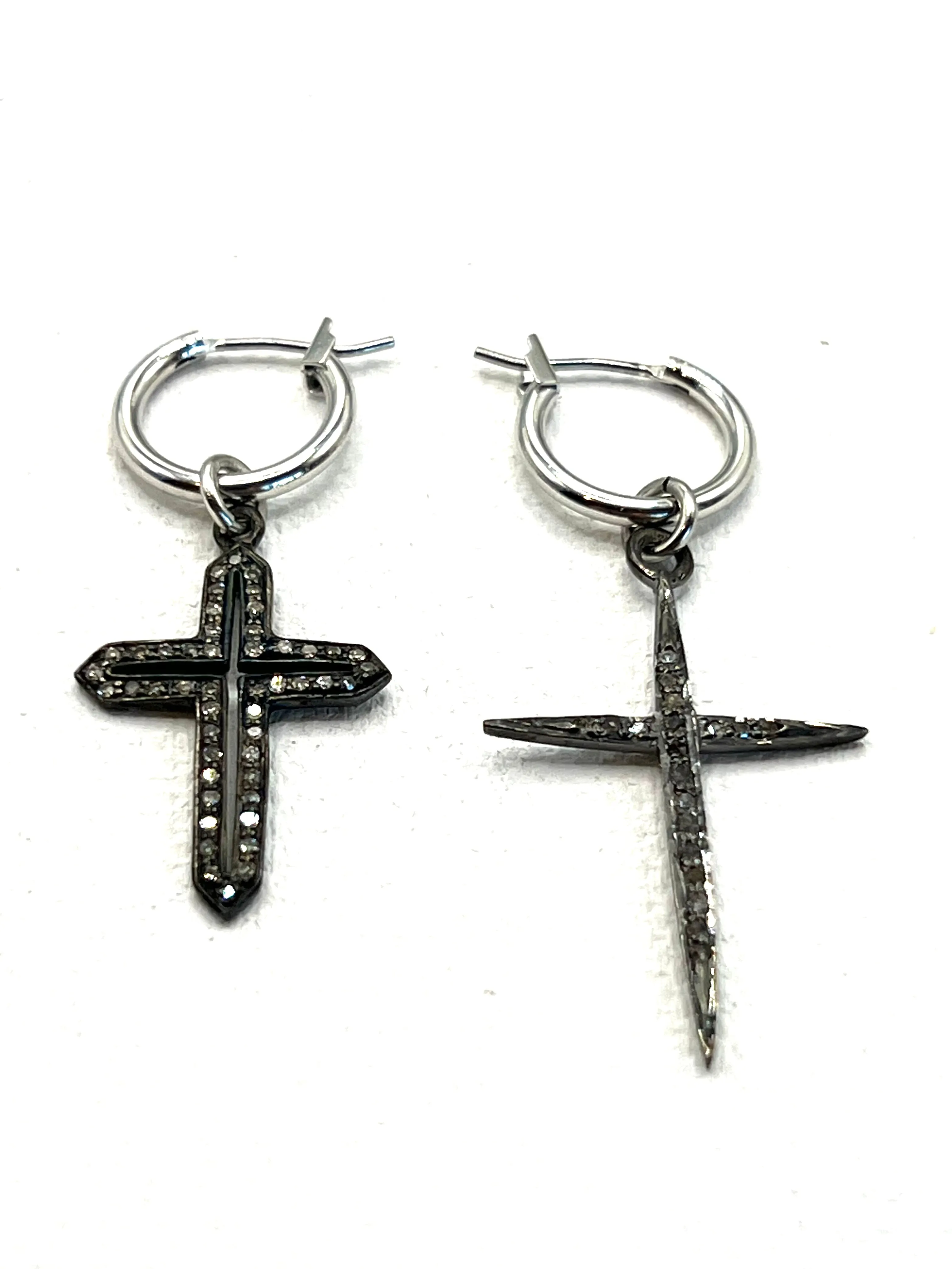 The Diamond Double Cross Hoops sold by Vanessa Mooney