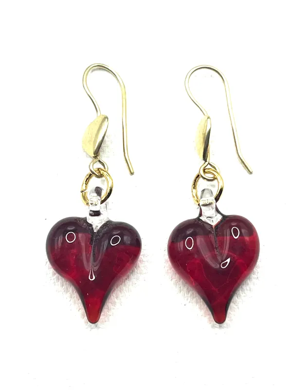 The Glass Heart Earrings made by Vanessa Mooney
