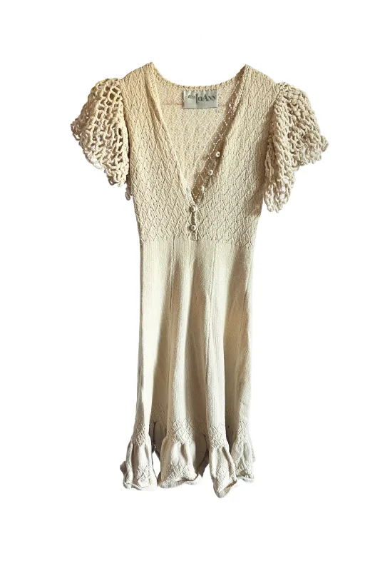 Vintage Cream Crotchet Dress made by Vanessa Mooney
