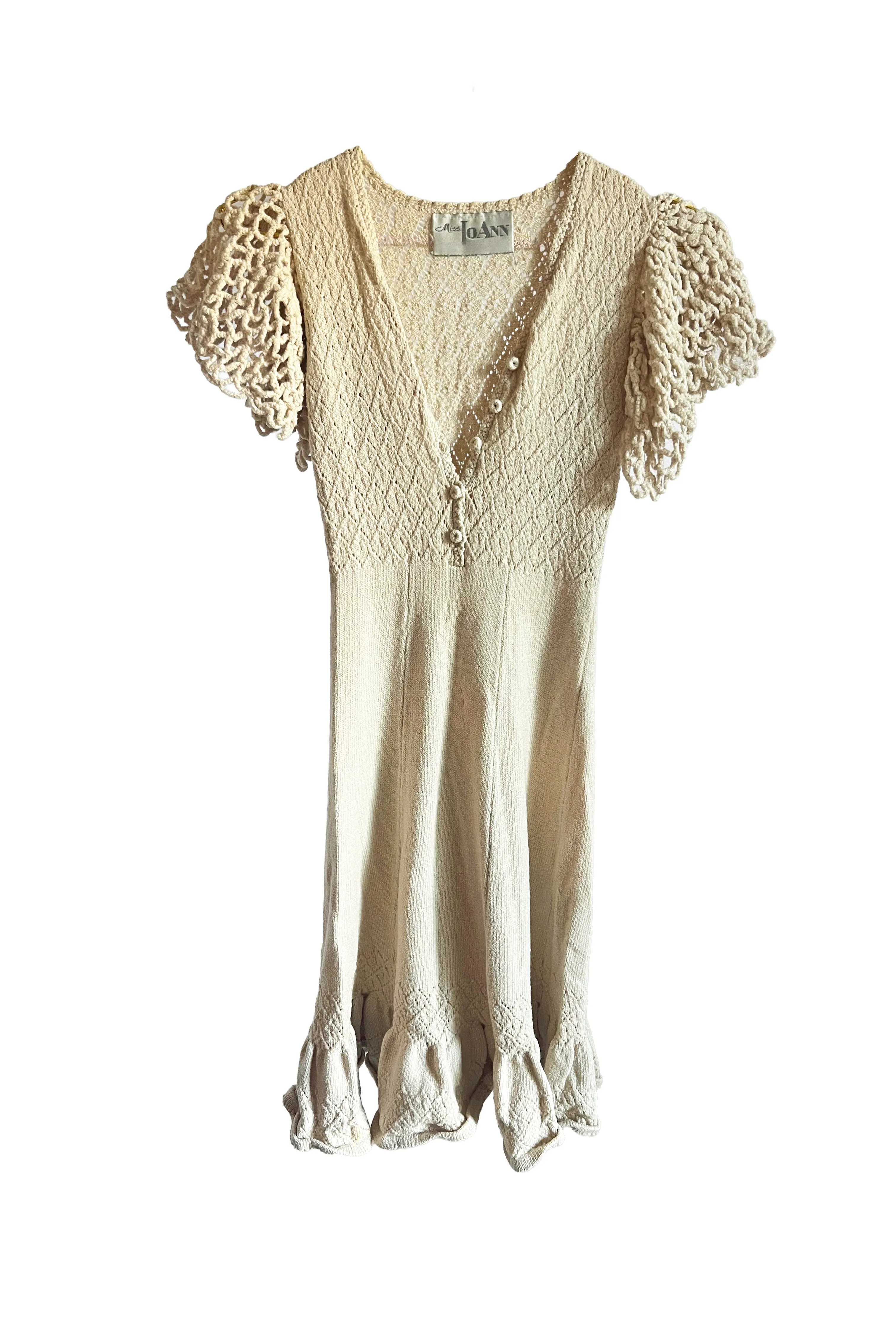Vintage Cream Crotchet Dress sold by Vanessa Mooney