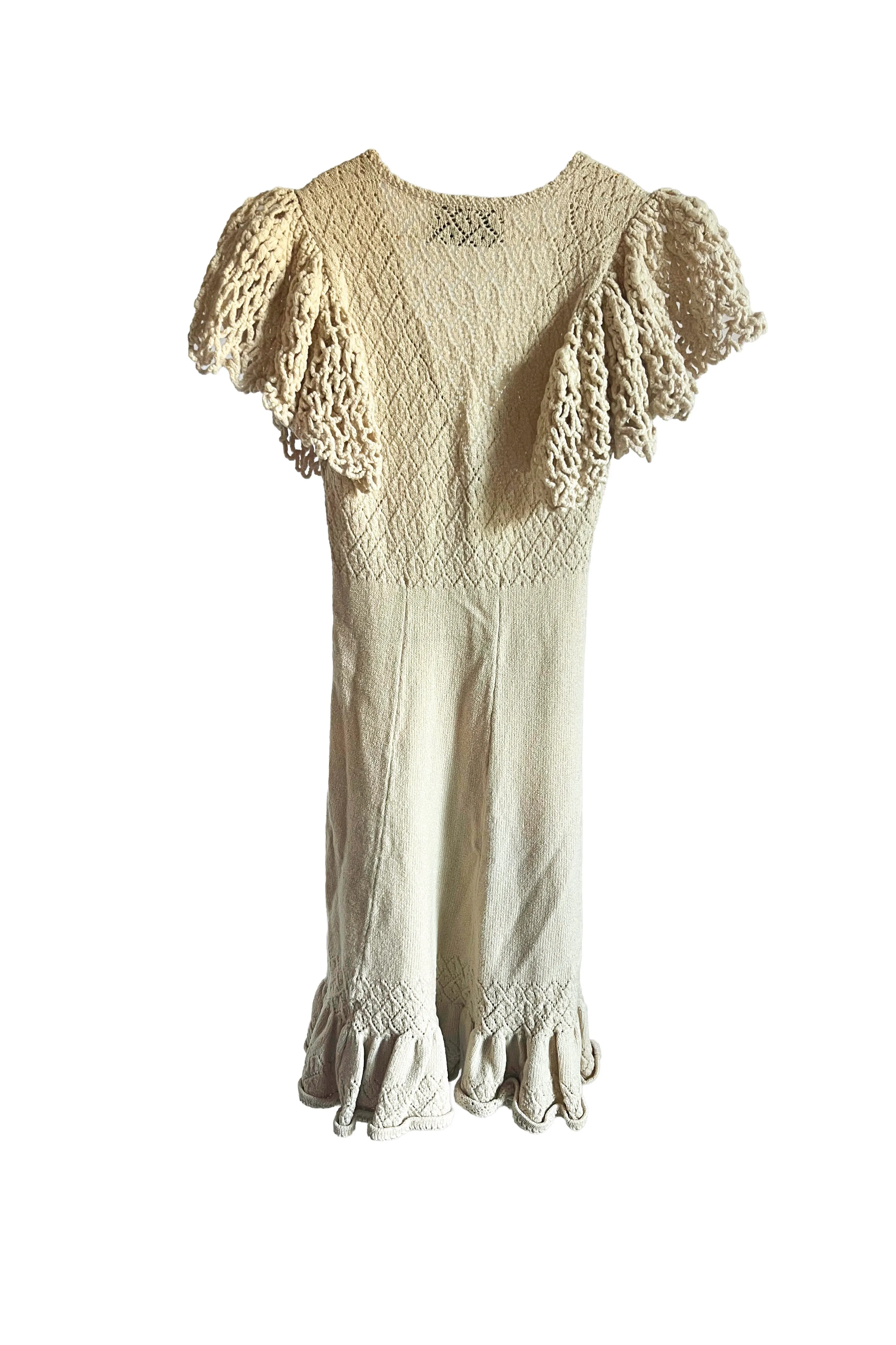 Vintage Cream Crotchet Dress sold by Vanessa Mooney product image thumbnail 2