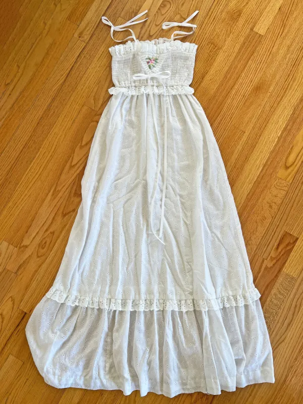 VINTAGE: White Eyelet Maxi Dress sold by Vanessa Mooney