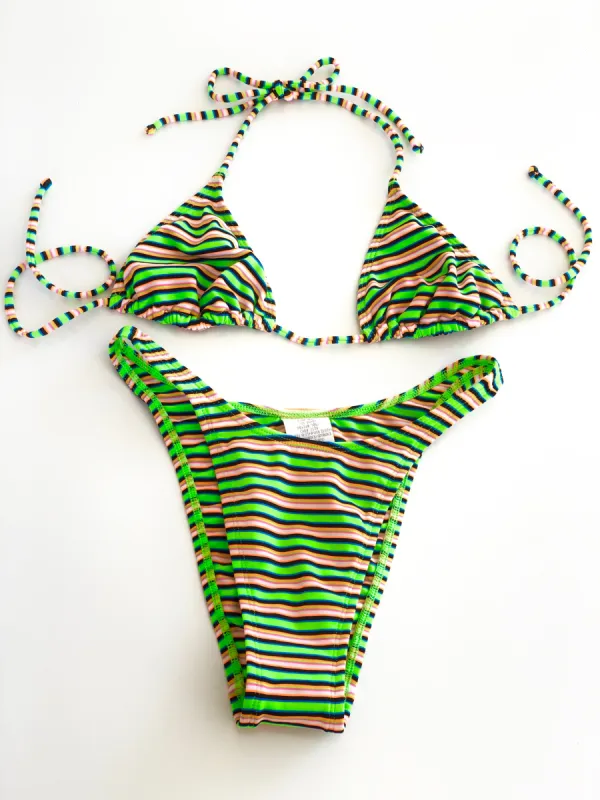 VINTAGE: Green & Orange Striped Bikini sold by Vanessa Mooney