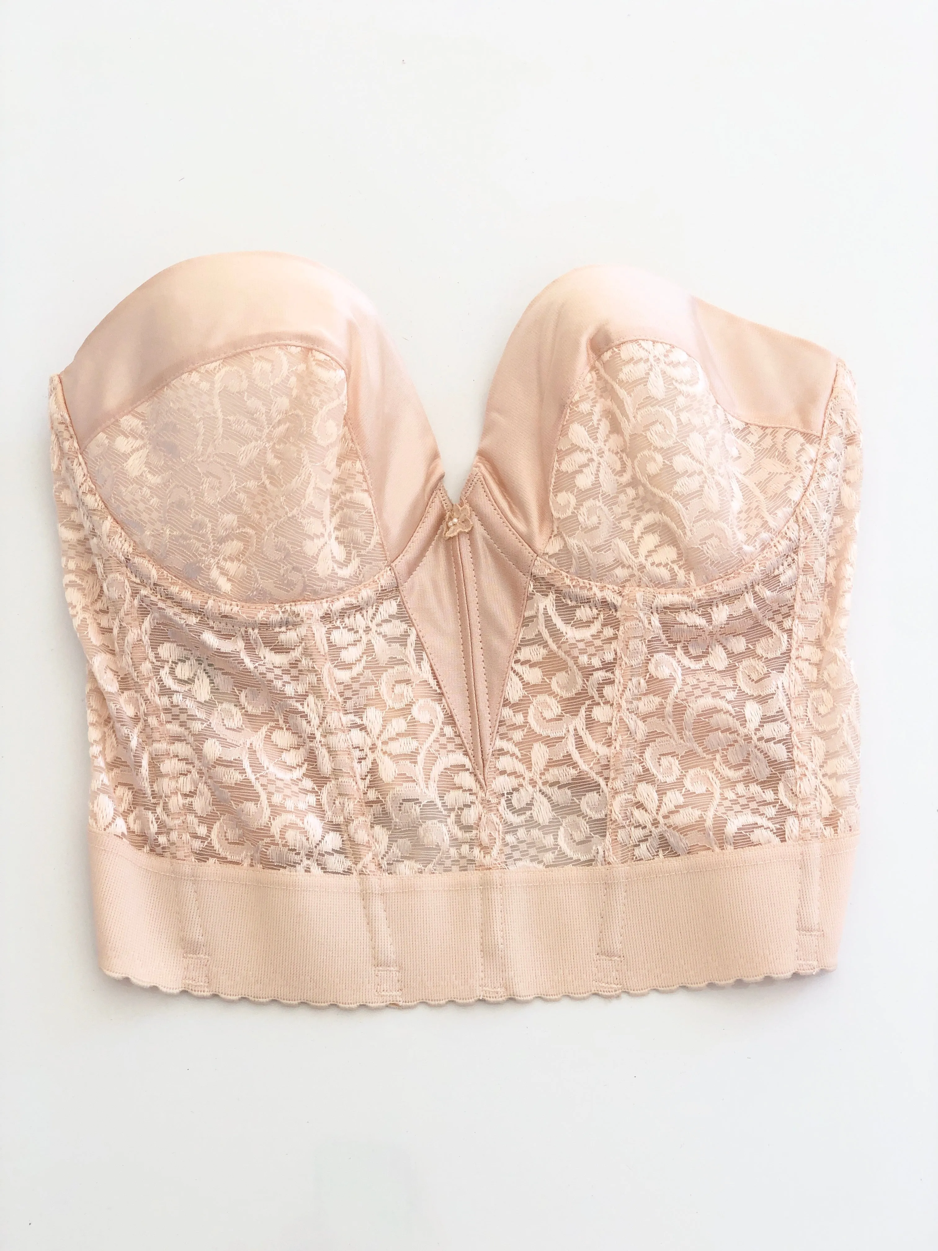 VINTAGE: Nude Lace Bustier Top sold by Vanessa Mooney