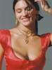 The Elisabeth Romper Dress - Ruby Satin sold by Vanessa Mooney