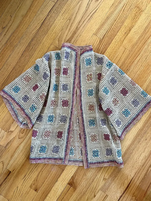 VINTAGE: Crocheted Patchwork Cardigan sold by Vanessa Mooney