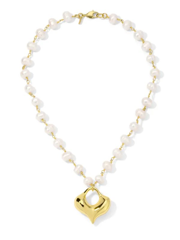 The Lala Pearl & Heart Necklace sold by Vanessa Mooney