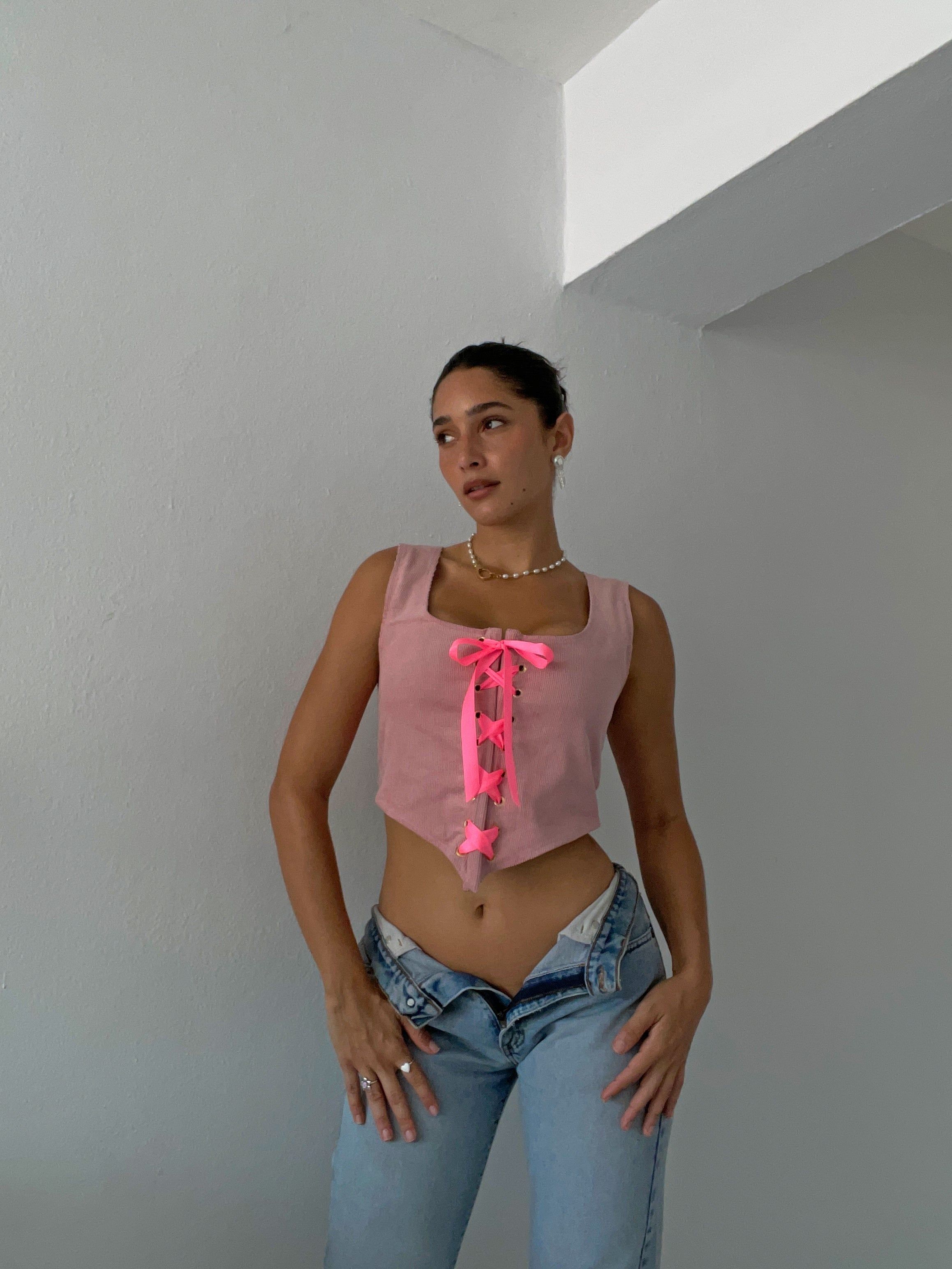 SAMPLE: The Cece Corset Top - Pink sold by Vanessa Mooney product image thumbnail 4