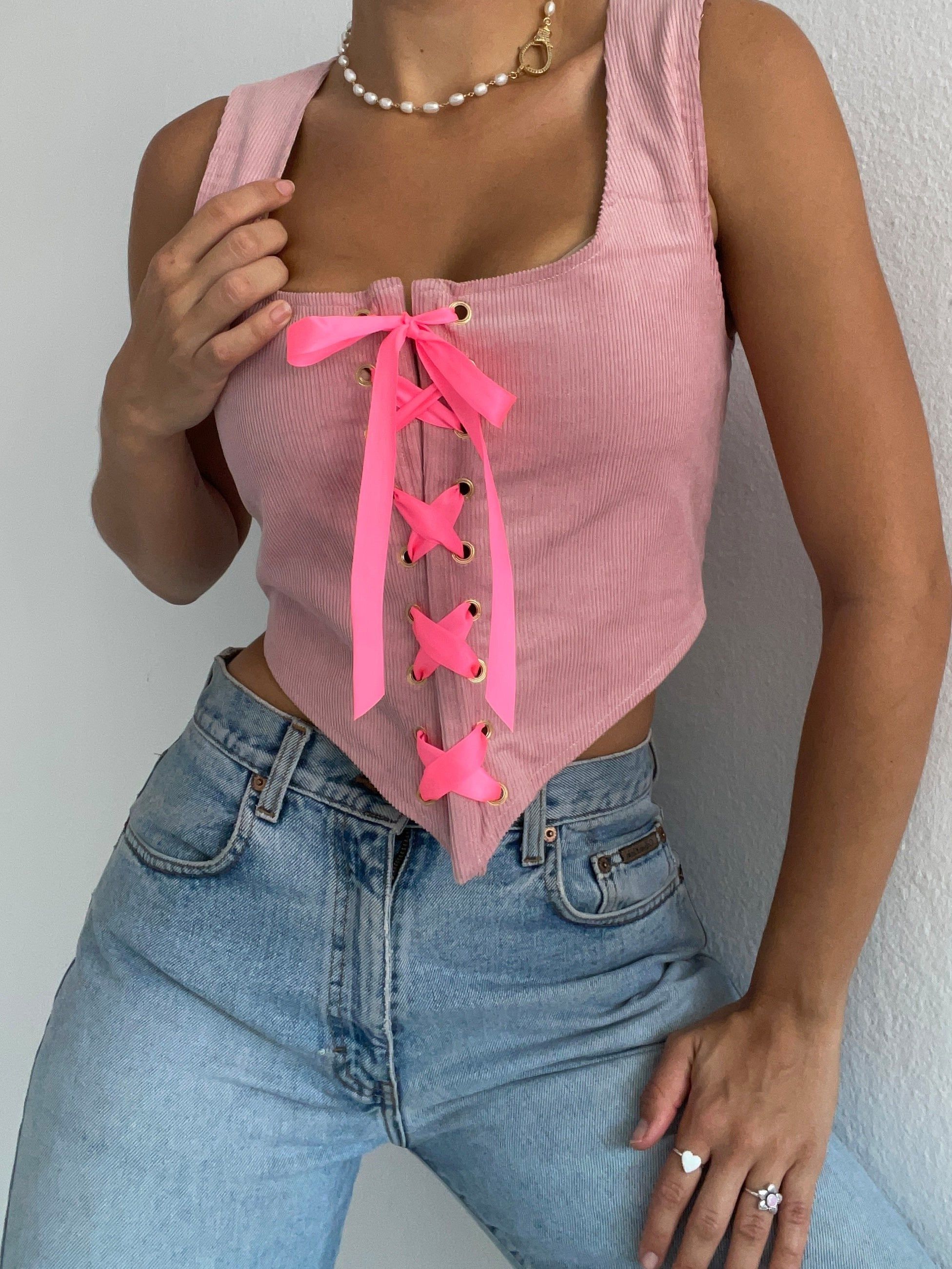 SAMPLE: The Cece Corset Top - Pink sold by Vanessa Mooney product image thumbnail 2