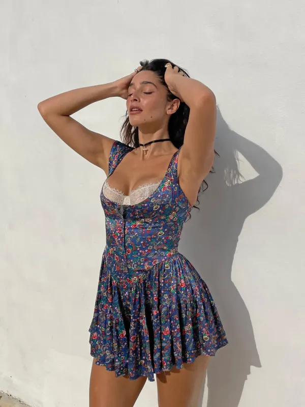 The Elisabeth Romper Dress - Deep Paisley sold by Vanessa Mooney